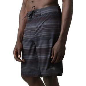 prAna Fenton 10" Boardshorts Striped Drawstring Short Coal Pontoon Black Gray 28